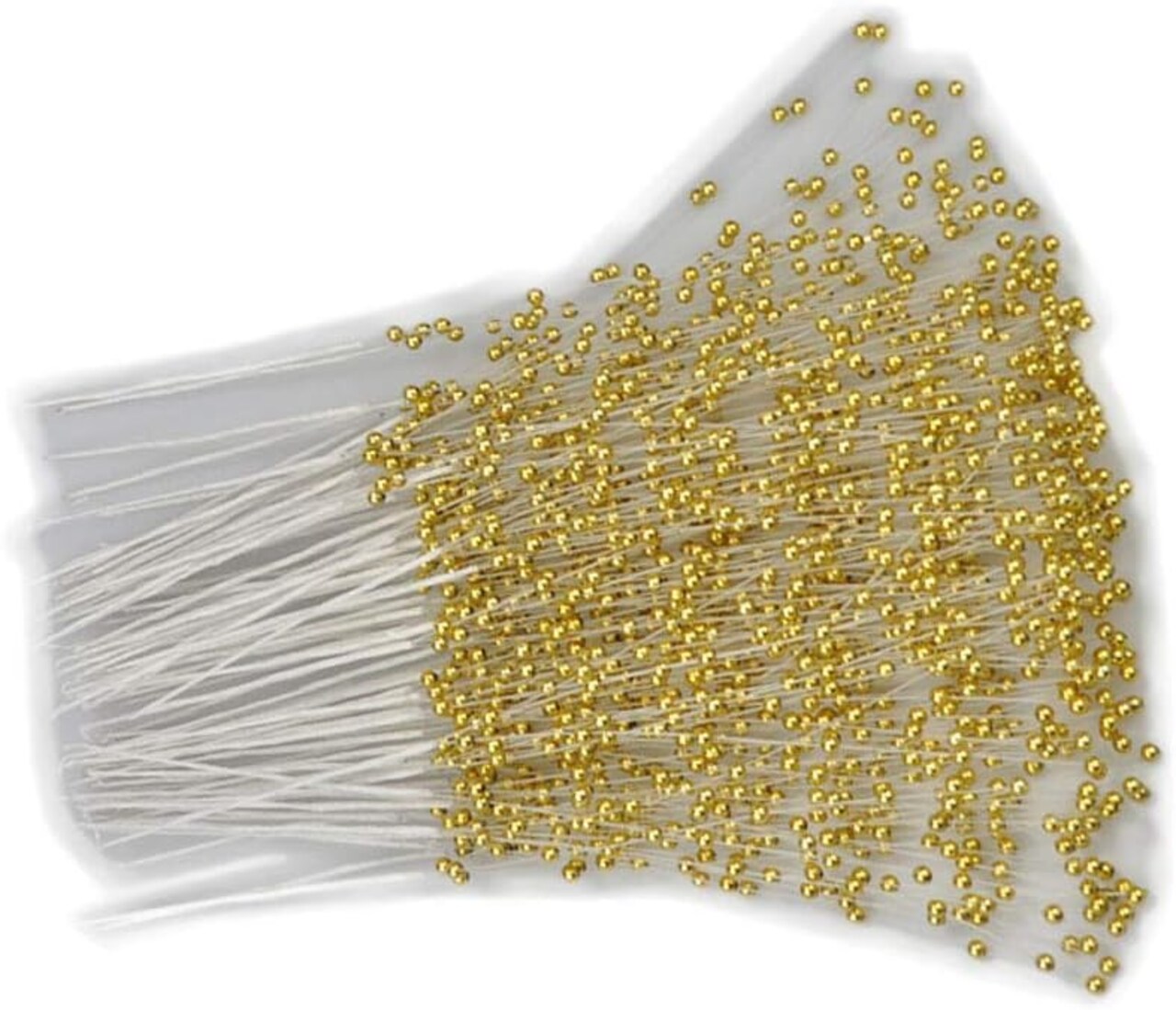 100 Stems Pearl Sticks Beading on Wire Stems for DIY Garland Bridal Wedding Pearl Bouquet Home Party Decor Craft (Golden)